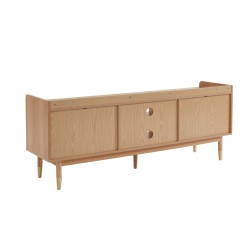 Meuble TV LEON chêne et cannage rotin 160cm