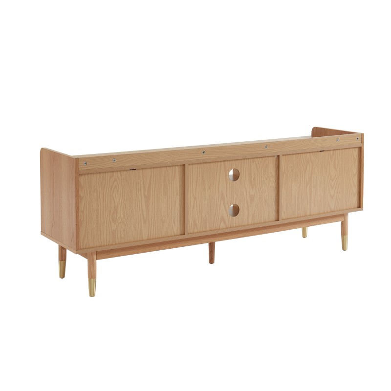 Meuble TV LEON chêne et cannage rotin 160cm