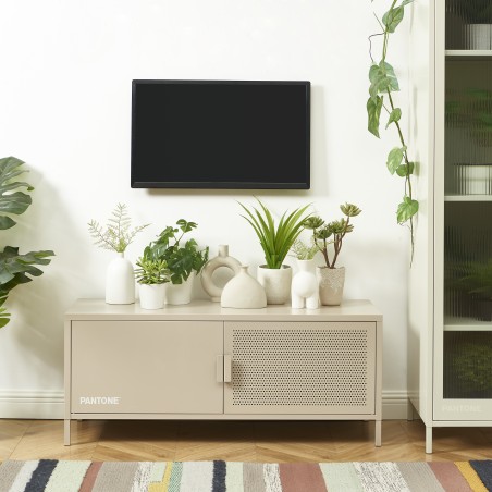 Meuble TV PANTONE métal taupe 120cm