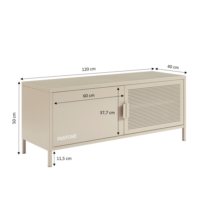 Meuble TV PANTONE métal taupe 120cm