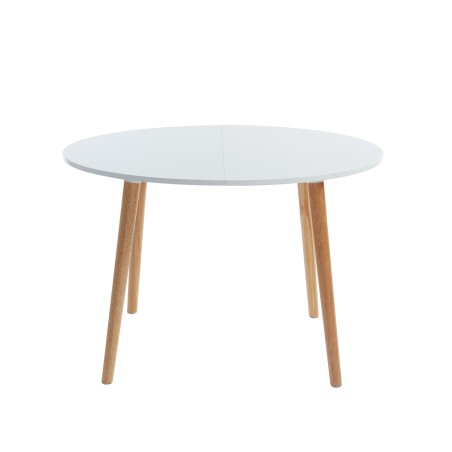 Table extensible ORACLE  laqué blanc mat pieds en bois massif 120-160cm