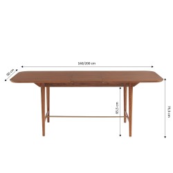 Table à manger extensible JILL rectangulaire placage frêne 160 à 200cm