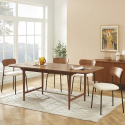 Table à manger extensible JILL rectangulaire placage frêne 160 à 200cm