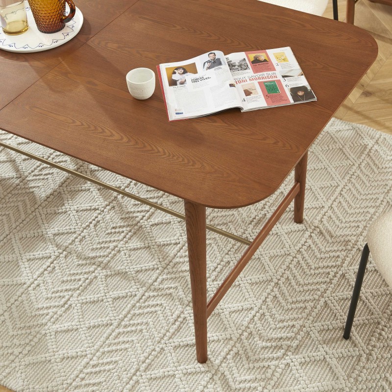 Table à manger extensible JILL rectangulaire placage frêne 160 à 200cm