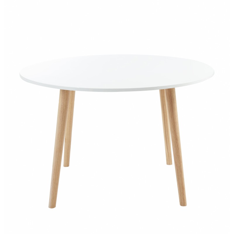 Table à manger ORATELLO laqué blanc mat 120cm