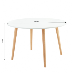 Table à manger ORATELLO laqué blanc mat 120cm