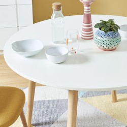 Table à manger ORATELLO laqué blanc mat 120cm