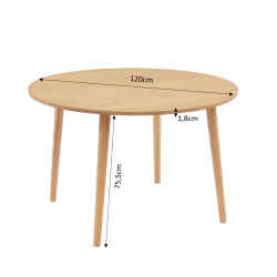 Table à manger ORATELLO placage chêne 120cm