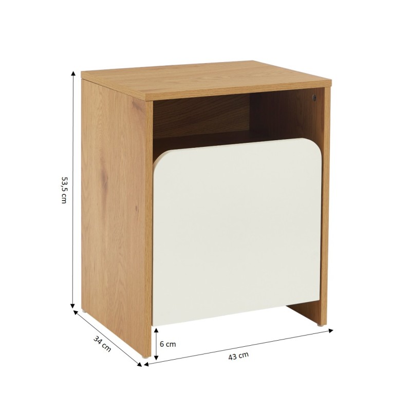 Table de chevet KILDA blanc effet chêne