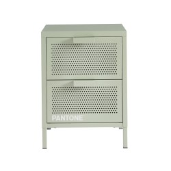 Table de chevet PANTONE  métal vert amande double tiroirs 40cm