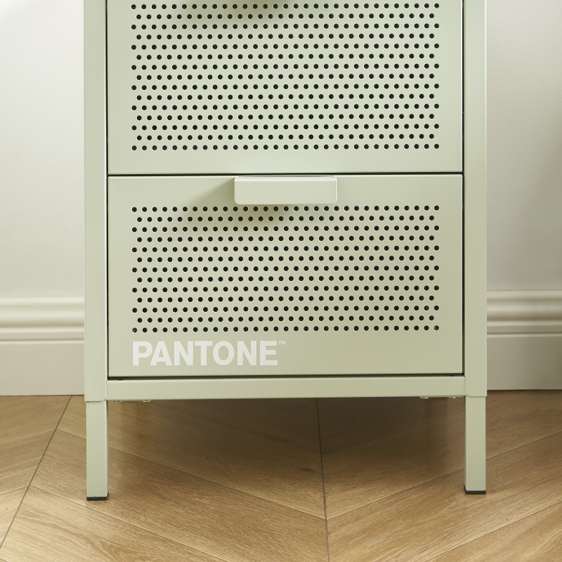 Table de chevet PANTONE  métal vert amande double tiroirs 40cm