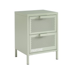 Table de chevet PANTONE  métal vert amande double tiroirs 40cm
