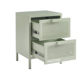 Table de chevet PANTONE  métal vert amande double tiroirs 40cm