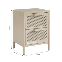 Table de chevet PANTONE  métal taupe double tiroirs 40cm