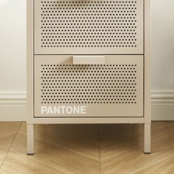 Table de chevet PANTONE  métal taupe double tiroirs 40cm