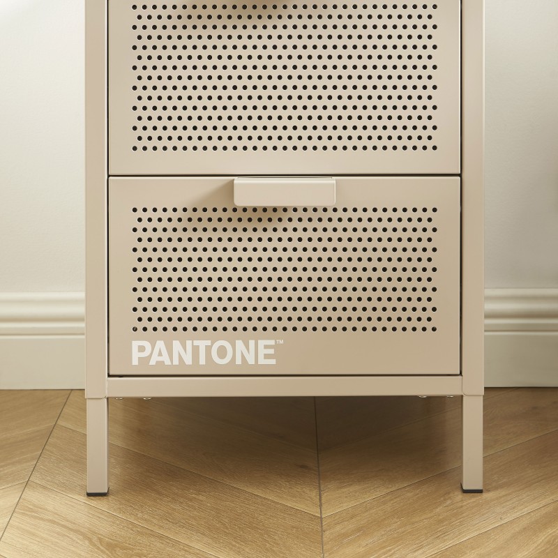 Table de chevet PANTONE  métal taupe double tiroirs 40cm