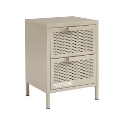 Table de chevet PANTONE  métal taupe double tiroirs 40cm