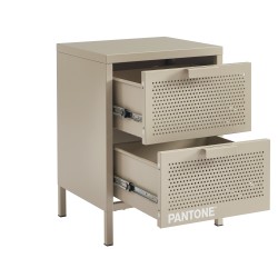 Table de chevet PANTONE  métal taupe double tiroirs 40cm