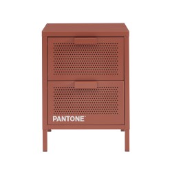 Table de chevet PANTONE  métal terracotta double tiroirs 40cm