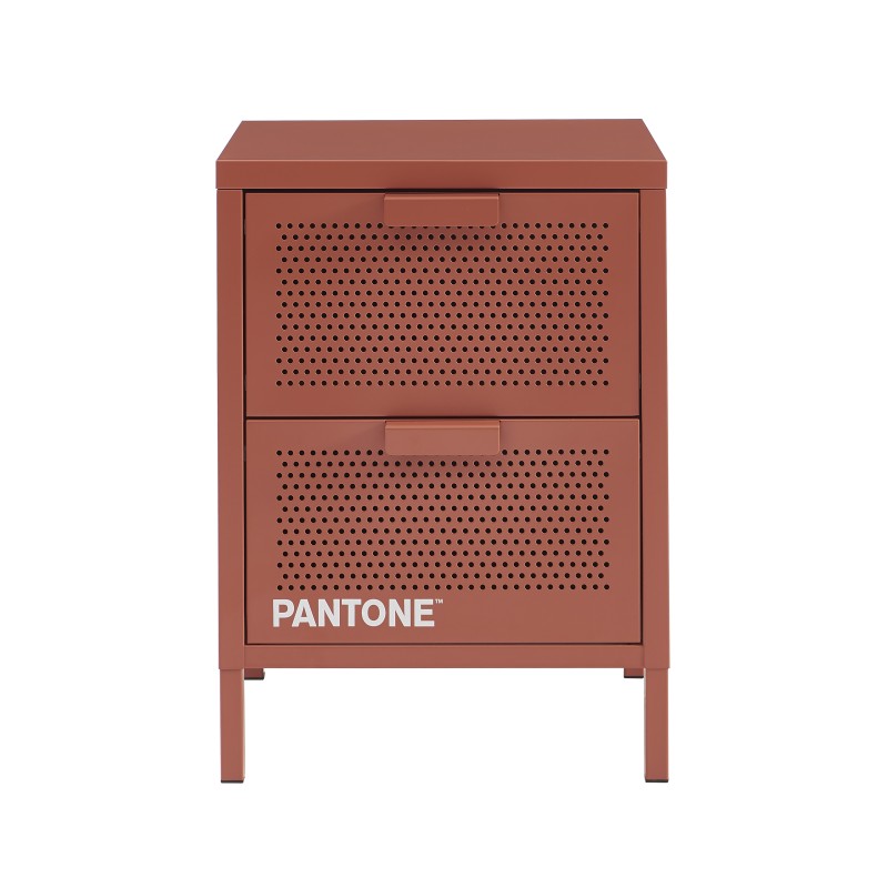 Table de chevet PANTONE  métal terracotta double tiroirs 40cm