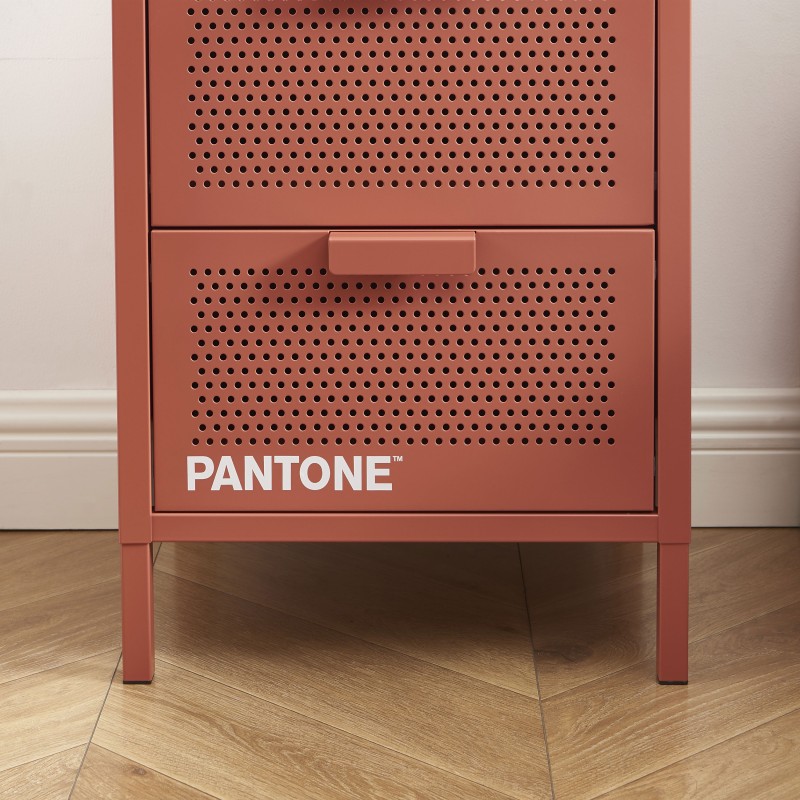 Table de chevet PANTONE  métal terracotta double tiroirs 40cm