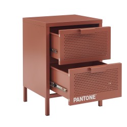 Table de chevet PANTONE  métal terracotta double tiroirs 40cm