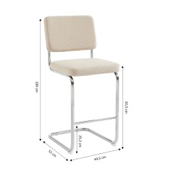 Lot de 2 Tabourets JACK 65cm velours côtelé beige