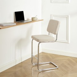 Lot de 2 Tabourets JACK 65cm velours côtelé beige
