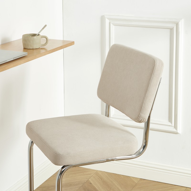 Lot de 2 Tabourets JACK 65cm velours côtelé beige