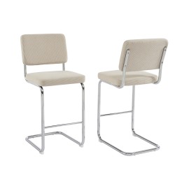 Lot de 2 Tabourets JACK 65cm velours côtelé beige