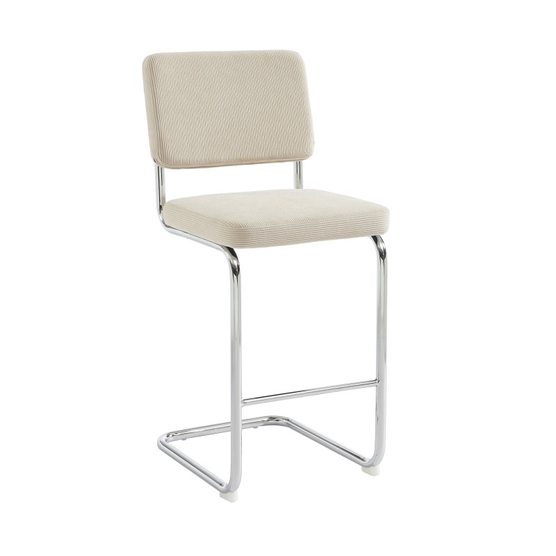 Lot de 2 Tabourets JACK 65cm velours côtelé beige