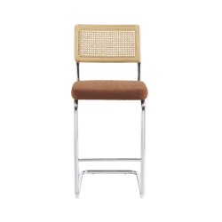 Lot de 2 Tabourets ELLA cannage velours côtelé terracotta