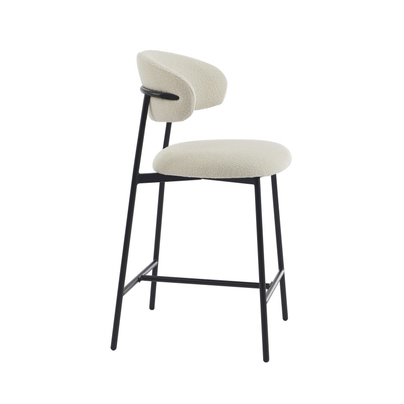 Lot de 2 tabourets GALLY tissu beige