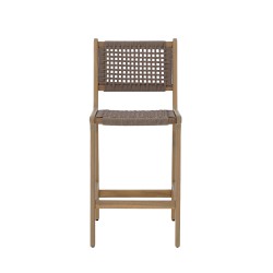 Lot de 2 tabourets de bar intérieur/extérieur KUTA en bois d'acacia et corde marron clair H100 cm