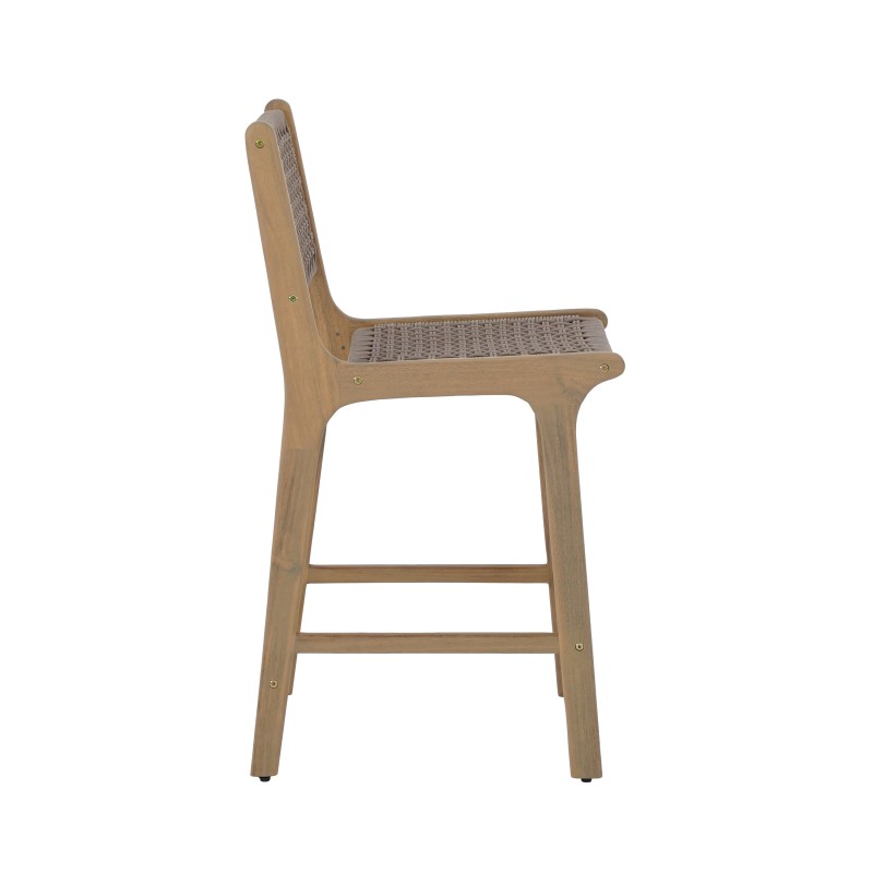 Lot de 2 tabourets de bar intérieur/extérieur KUTA en bois d'acacia et corde marron clair H100 cm