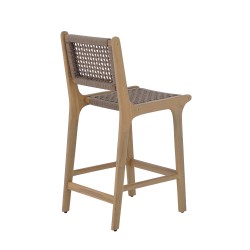 Lot de 2 tabourets de bar intérieur/extérieur KUTA en bois d'acacia et corde marron clair H100 cm