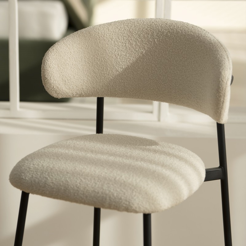 Lot de 2 tabourets GALLY tissu grège