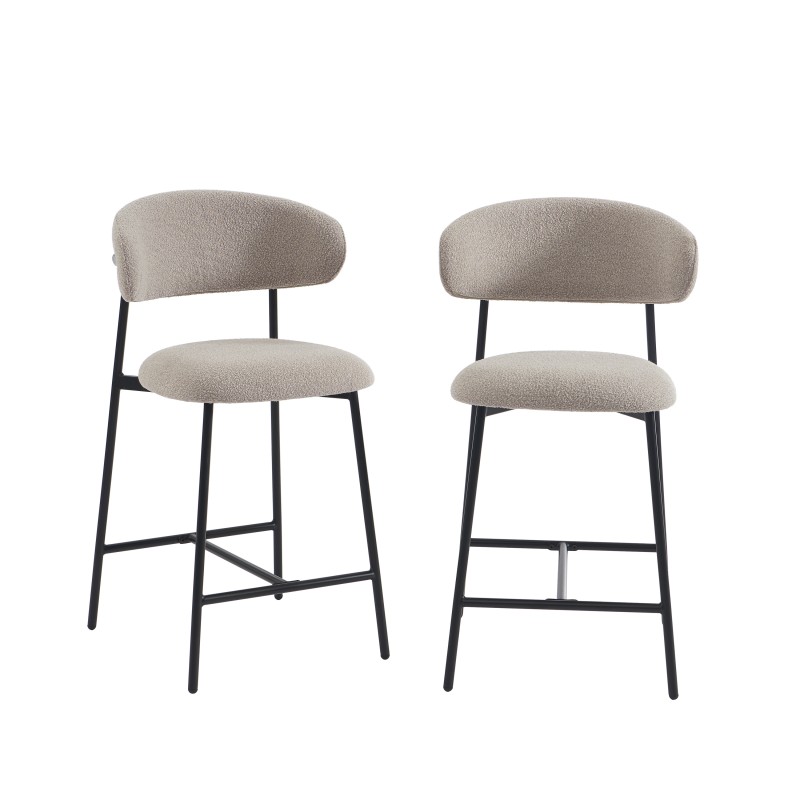 Lot de 2 tabourets GALLY tissu grège