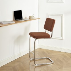 Lot de 2 Tabourets JACK 65cm velours côtelé terracotta