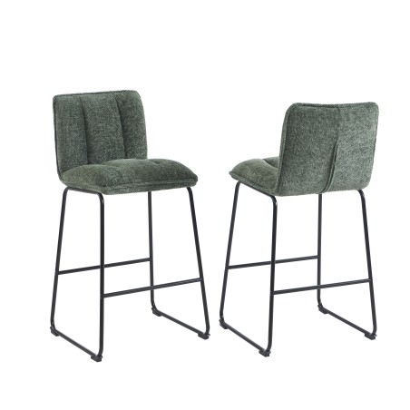 Lot de 2 tabouret ISOLA tissu vert