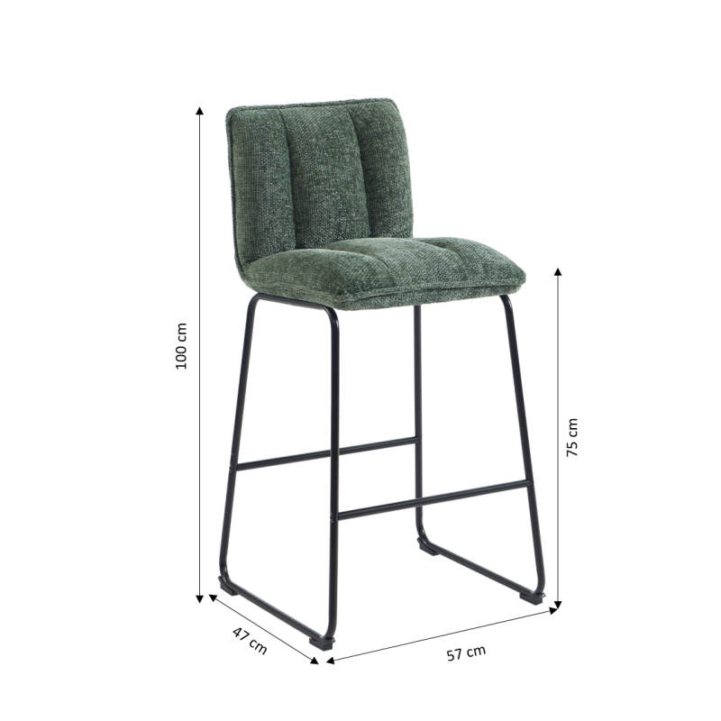 Lot de 2 tabouret ISOLA tissu vert