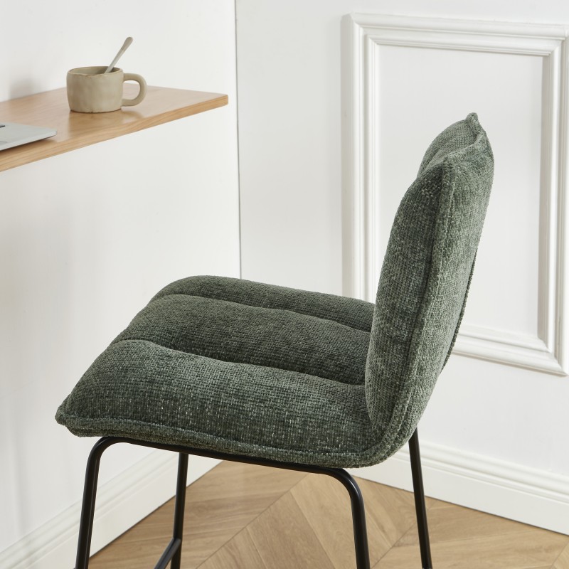 Lot de 2 tabouret ISOLA tissu vert