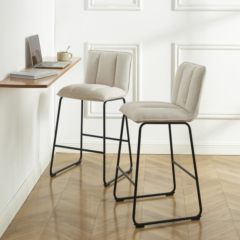 Lot de 2 tabouret ISOLA tissu crème