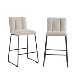Lot de 2 tabouret ISOLA tissu crème