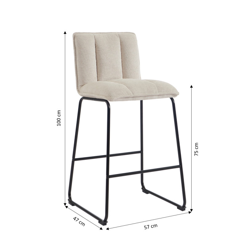 Lot de 2 tabouret ISOLA tissu crème