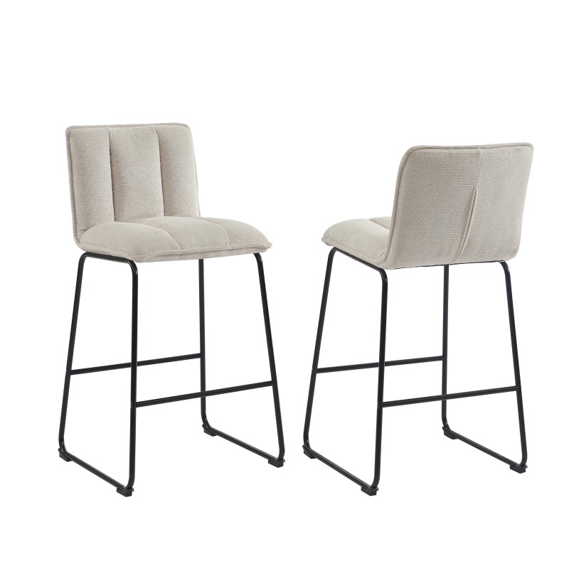 Lot de 2 tabouret ISOLA tissu crème
