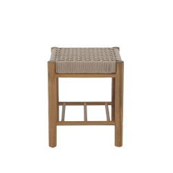 Tabouret intérieur et extérieur AVI en bois d'acacia et corde beige