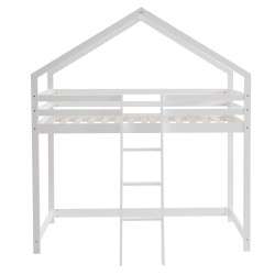 Lit mezzanine TINY 90x190 pin blanc sommier inclus