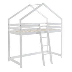Lit mezzanine TINY 90x190 pin blanc sommier inclus