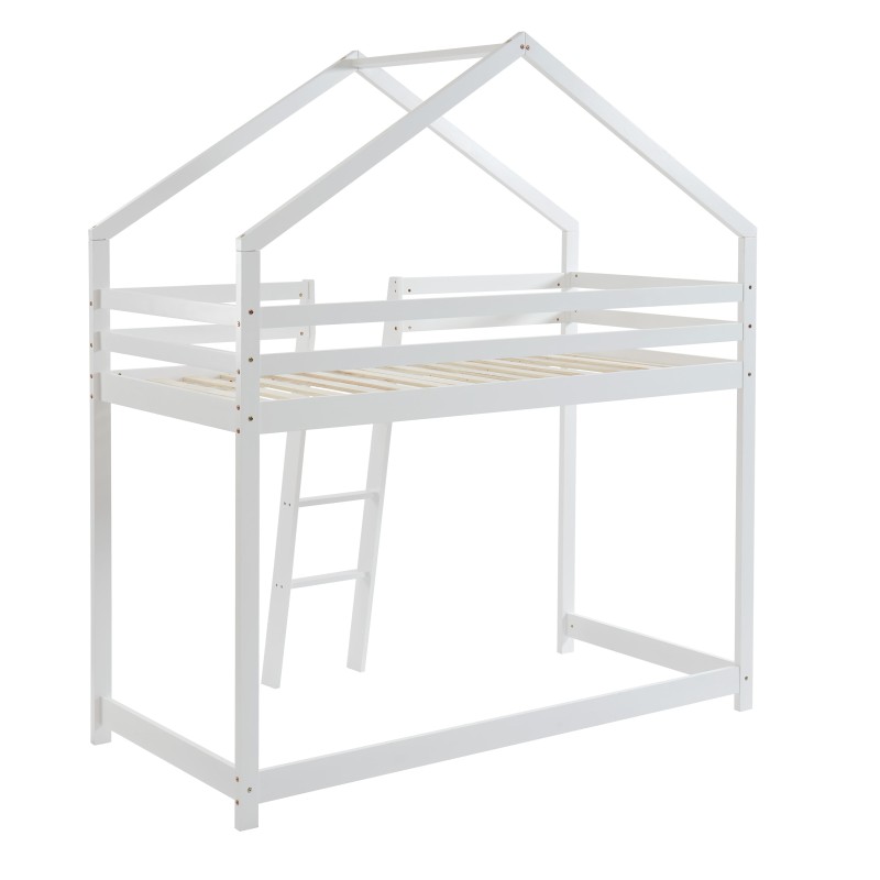 Lit mezzanine TINY 90x190 pin blanc sommier inclus